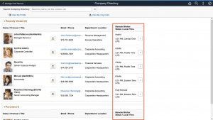 PeopleSoft HCM Update Image 45 | Additional Display Configurability for Company Directory | Employees Remote Work Status.