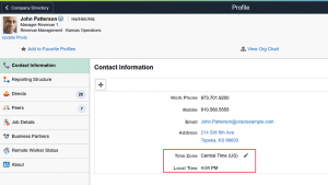 PeopleSoft HCM Update Image 45 | Additional Display Configurability for Company Directory | Employees Time Zone