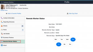 PeopleSoft HCM Update Image 45 | Additional Display Configurability for Company Directory | Employees Hybrid Work Details