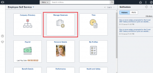Manage Absences Tile on ESS Homepage - PeopleSoft PUM 45 - Manage Absence Self-Service Page