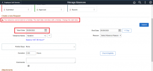 Integration with Holiday Calendar - PeopleSoft PUM 45 - Manage Absence Self-Service Page