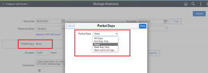 Creating Absence Request for Partial Days - PeopleSoft PUM 45 - Manage Absence Self-Service Page