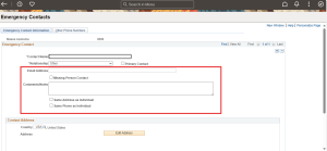 Campus Community Emergency Contacts Enhancements – PeopleSoft CS PUM 33 - Fig 3: Emergency Contact Information