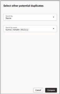 Enhanced Candidate Duplicate Check in Oracle Redwood | VBS Upgrade - Fig 4: Potential Candidates to Compare