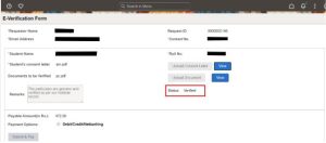 PeopleSoft Campus Solutions E-Verification Module for Student Background Check - Fig 6 - E-Verification Page Payment and Request Status