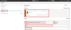 How to Configure Phone Number Validation in VBCS Fig 4: Create a New Business Rule and Define Its Parameters