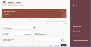 Streamline Global Compensation with Oracle Redwood Salary Switcher Fig 8: Worker salary as per Local Currency.