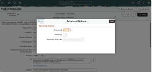 HCM PUM 53 - Notification Publisher Enhancements Fig 1.3 Setting up Recurrences if needed