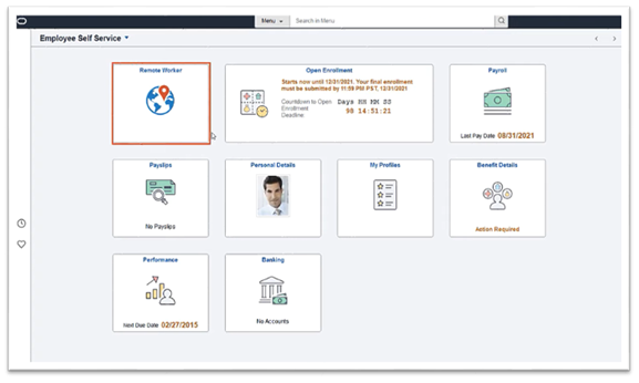 Remote Worker Tile -Remote Worker | PeopleSoft HCM Image 40