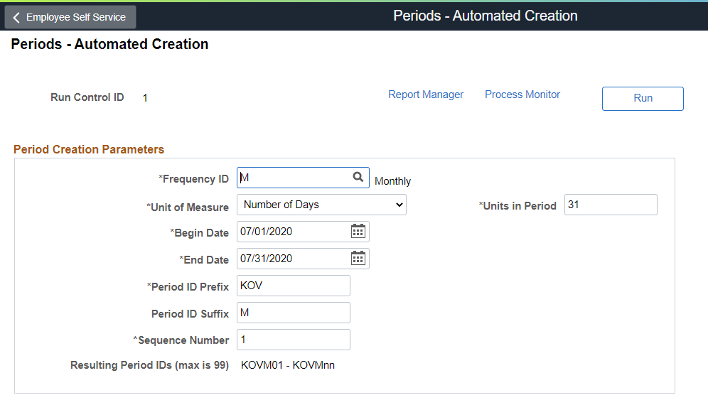 Periods Automated Creation Page
