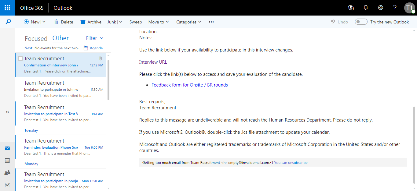 Accelerate your interview process with Evaluation Management & Microsoft Office 365 - Email Notification for Feedback Form
