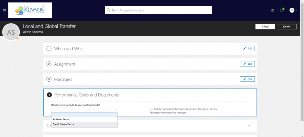 Select the Specific Review Period - Handling Talent Evaluation in Global transfer with Oracle HCM Cloud
