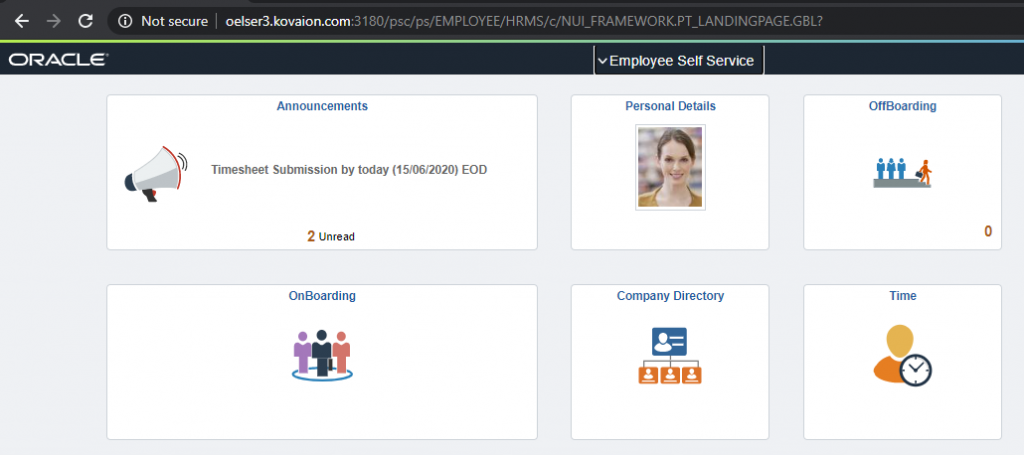 PeopleSoft Fluid Announcement Tile - Viewing the Announcement message on Announcement Tile