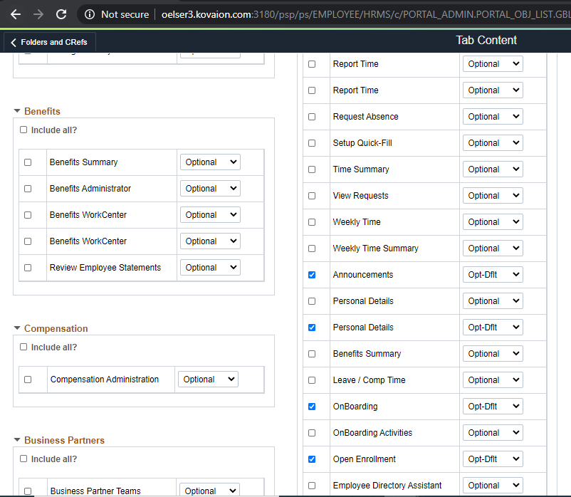 PeopleSoft Fluid Announcement Tile - Search for “Announcements”. Change the View capability to “Opt-Dflt”. Click on Save.