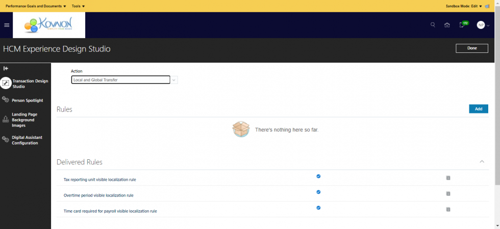 Handling Talent Evaluation in Global transfer with Oracle HCM Cloud
- Create a new rule.