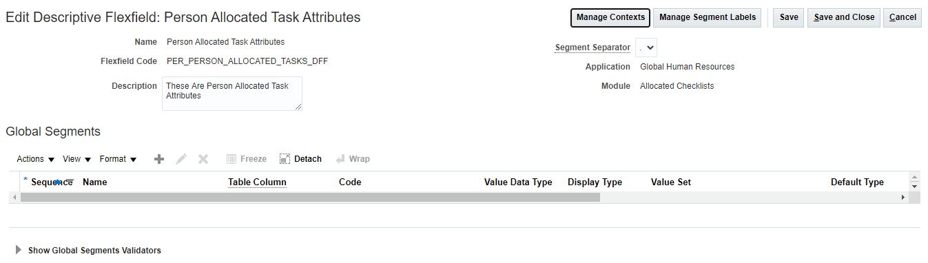 Oracle HCM – Validate User inputs on-the-go using Groovy Expressions - Navigate to the required context through Manage Contexts.