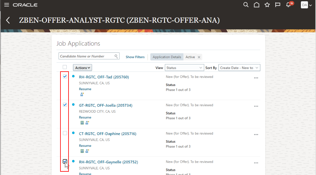 Creating Job Requisition in Few Clicks-Oracle 22A update
- Select the candidates which require offer letter creation.