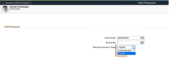 Remote Worker | PeopleSoft HCM Image 40 - Add Request Page