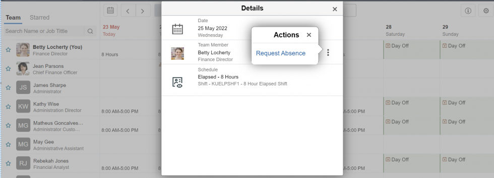Employee Calendar makes tasks easy – PeopleSoft HCM 42 feature Homepage - Details of Employee