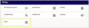 Fig 2: Event tab in Hiring work area