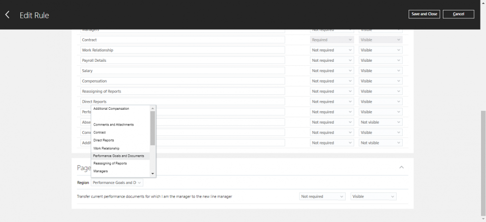 Handling Talent Evaluation in Global transfer with Oracle HCM Cloud
- Page Attributes select Performance Goals and Documents