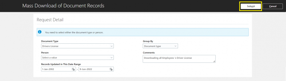 One Click Solution to Handle Mass DOR Downloads In HCM Cloud
- Then click on submit button then process will be submitted