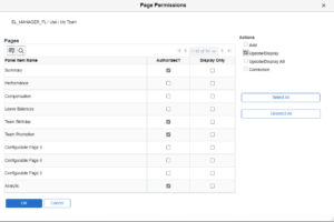 PeopleSoft HCM - Personalize My Team for Manager - Permission List 