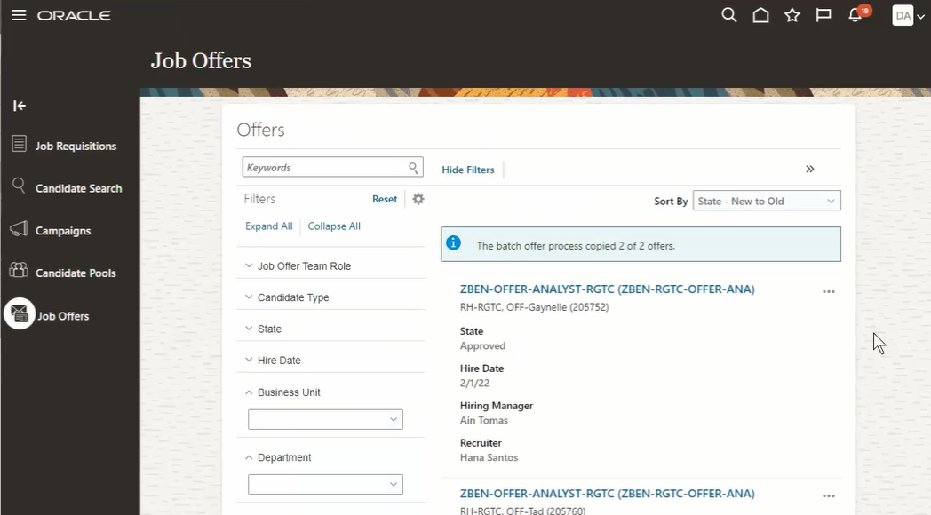 Creating Job Requisition in Few Clicks-Oracle 22A update
- When Batch Process Is Done: