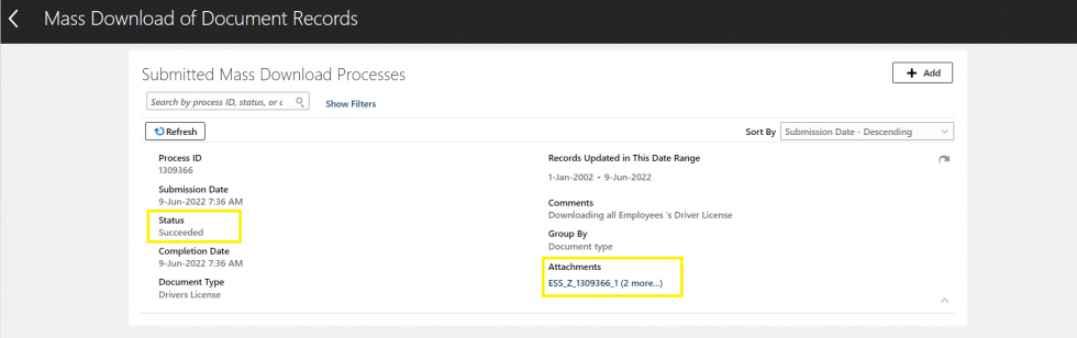 One Click Solution to Handle Mass DOR Downloads In HCM Cloud
- When you submit a mass download request, an ESS process is submitted