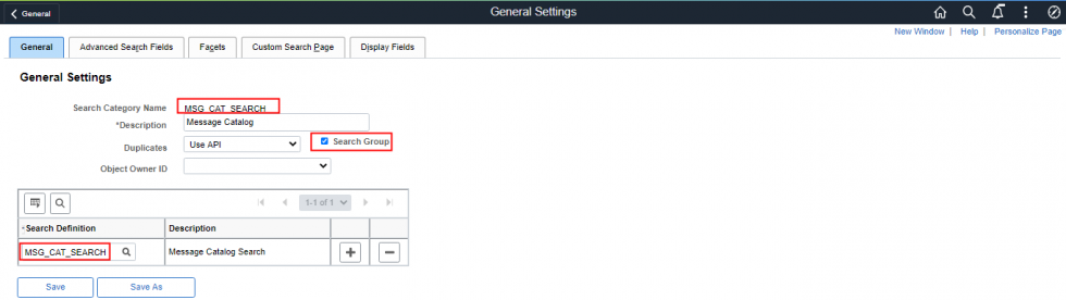 PeopleSoft Global Search – Step Wise Configuration
 - Search Category