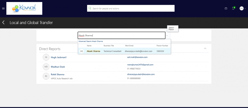 Handling Talent Evaluation in Global transfer with Oracle HCM Cloud
- After clicking on Local and Global Transfer will directed to this page