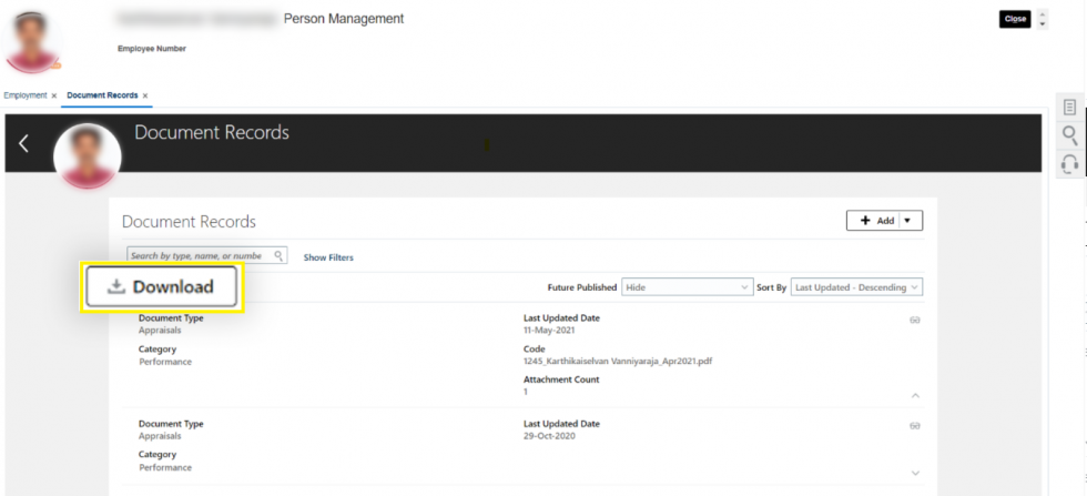 One Click Solution to Handle Mass DOR Downloads In HCM Cloud
- click on Document Records task then Document Records page will open