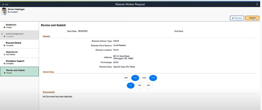 Remote Worker | PeopleSoft HCM Image 40 - Step 6 Review and submit Of Remote worker