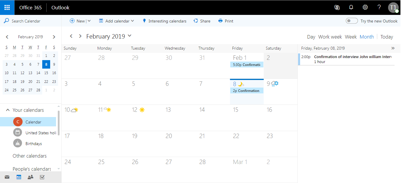Accelerate your interview process with Evaluation Management & Microsoft Office 365 - After saving the interview in the calendar