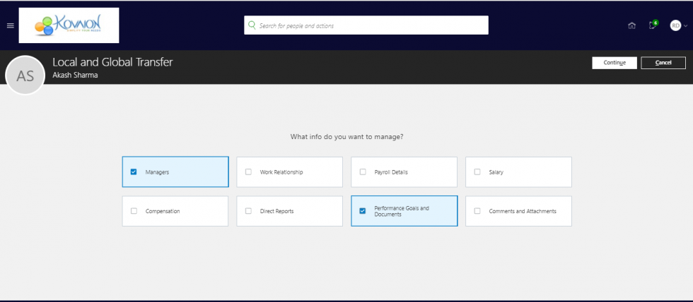 Handling Talent Evaluation in Global transfer with Oracle HCM Cloud
- Select and manage.