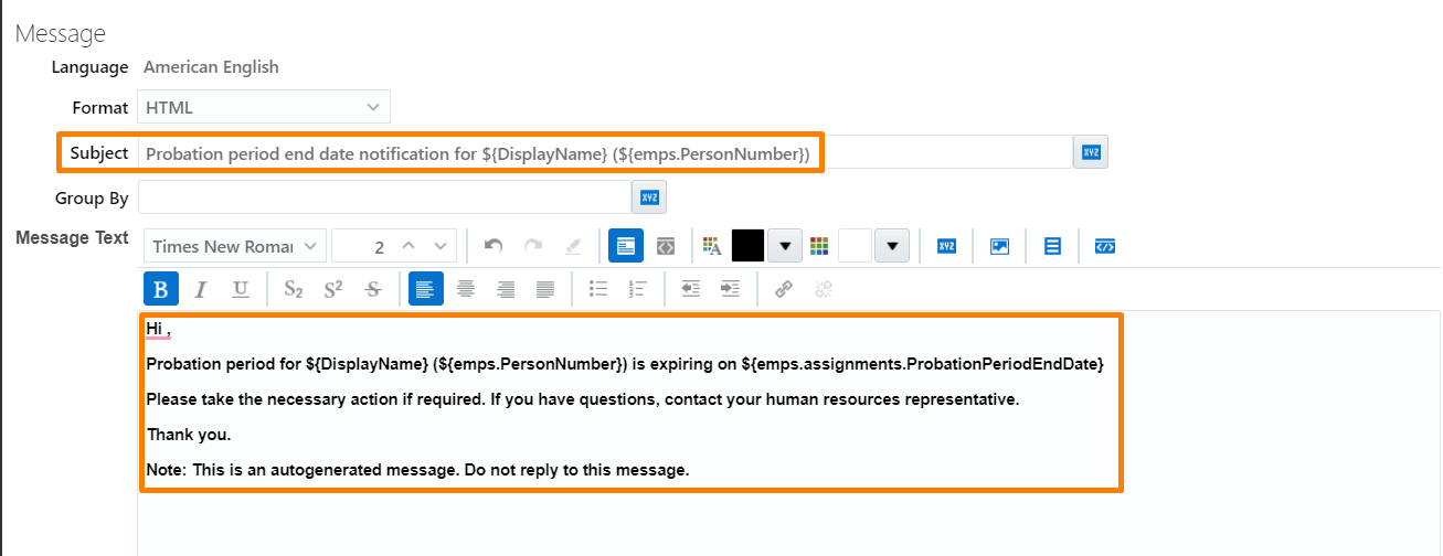 Create message for the template - Communicate Effectively With Your Employees