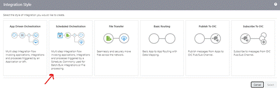 Schedule BIP Report And Place Data Onto Content Server from OIC- Select Integration Type