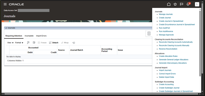 Create Journals Using Spreadsheet (ADFDI) in Oracle ERP Cloud and 25D Upgrade – General Ledger - Navigation to Create Journal in Spreadsheet
