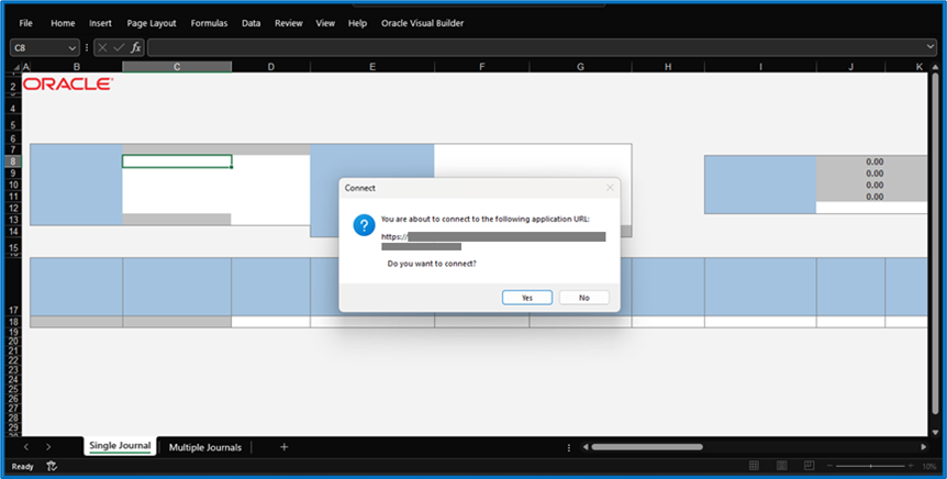 Create Journals Using Spreadsheet (ADFDI) in Oracle ERP Cloud and 25D Upgrade – General Ledger - Open the Spreadsheet and Sign In