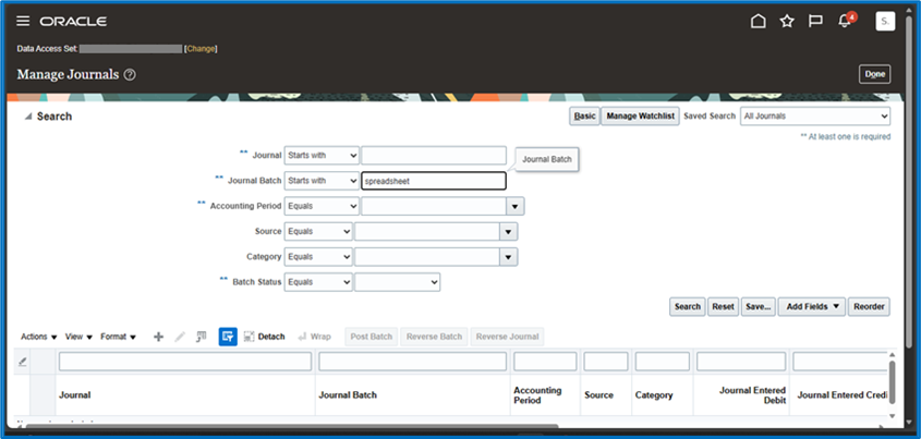 Create Journals Using Spreadsheet (ADFDI) in Oracle ERP Cloud and 25D Upgrade – General Ledger - Review and Post the Journal