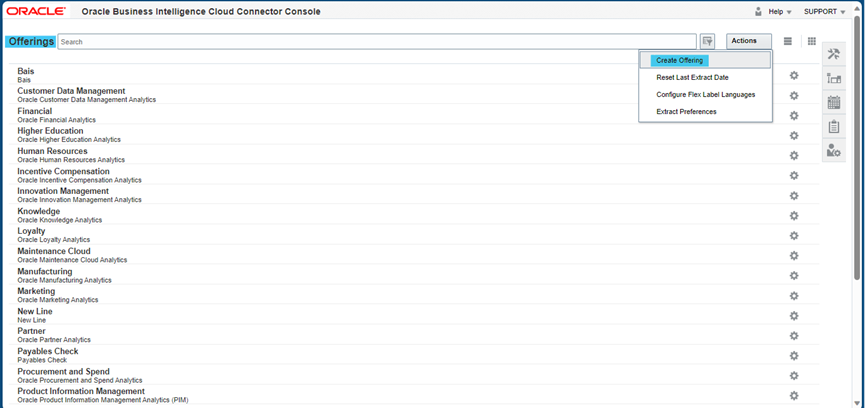 Business Intelligence Cloud Connector -Manage offering and data stores: