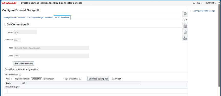 Business Intelligence Cloud Connector - Configuration of External Storage