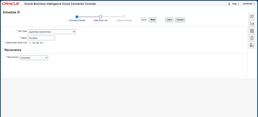 Business Intelligence Cloud Connector - Scheduling of Data