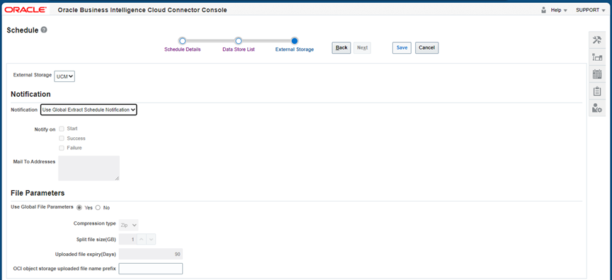 Business Intelligence Cloud Connector - External storage for scheduling