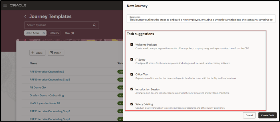 Create Journeys and Tasks Using Generative AI - Suggested Tasks Using Generative AI