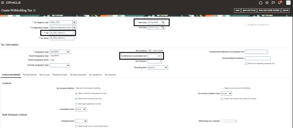 Applying Old TDS Prepayments to New TDS Invoices in Oracle ERP Financials. - Creating Withholding Tax