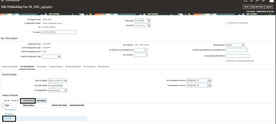 Applying Old TDS Prepayments to New TDS Invoices in Oracle ERP Financials. - Editing Tax Rate