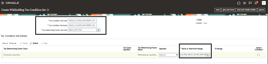 Applying Old TDS Prepayments to New TDS Invoices in Oracle ERP Financials. - Tax Condition Set Code,