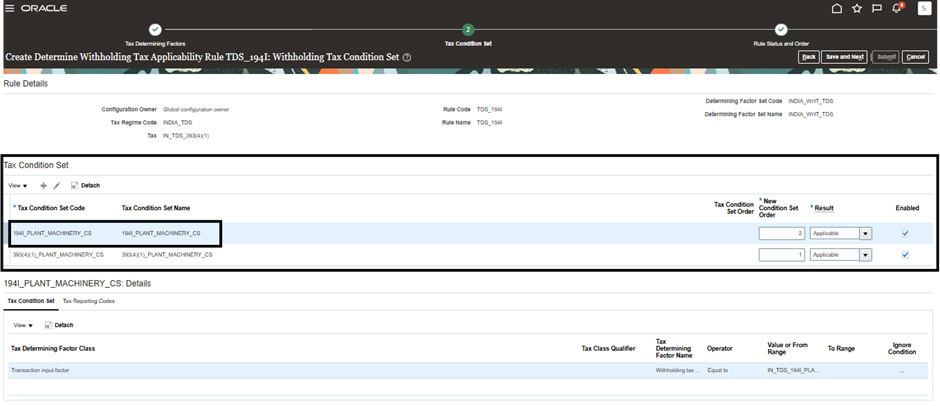 Applying Old TDS Prepayments to New TDS Invoices in Oracle ERP Financials. - Tax Condition Set