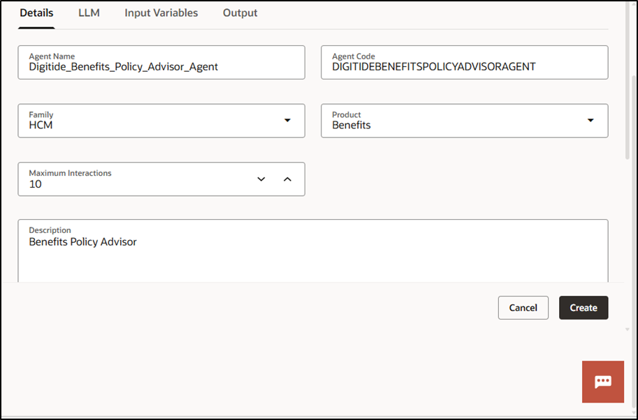 AI Powered Policy Advisor - Fill in all the details and click on create
